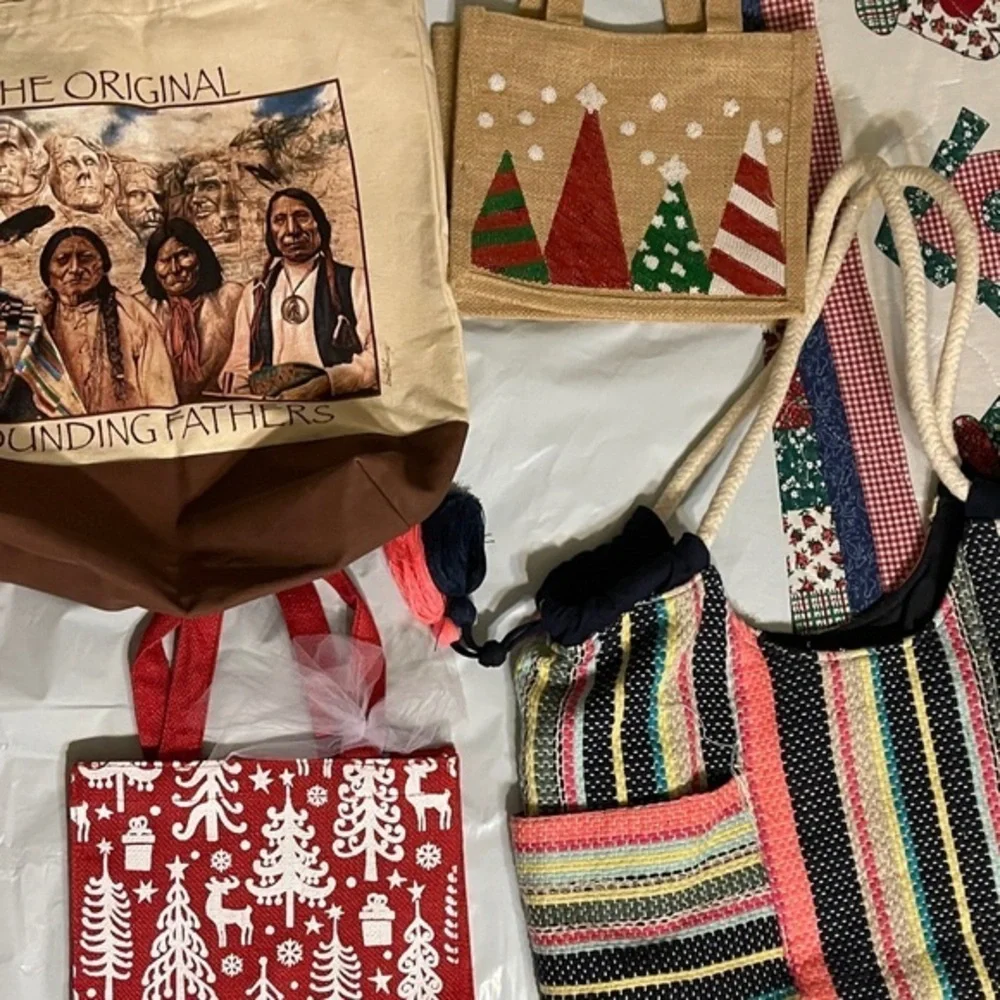 Lot of 4 Colorful Tote Bags